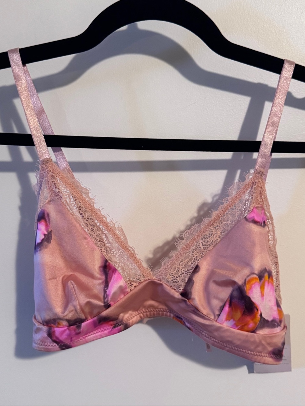 Auden Pink Floral Satin Lace Bralette